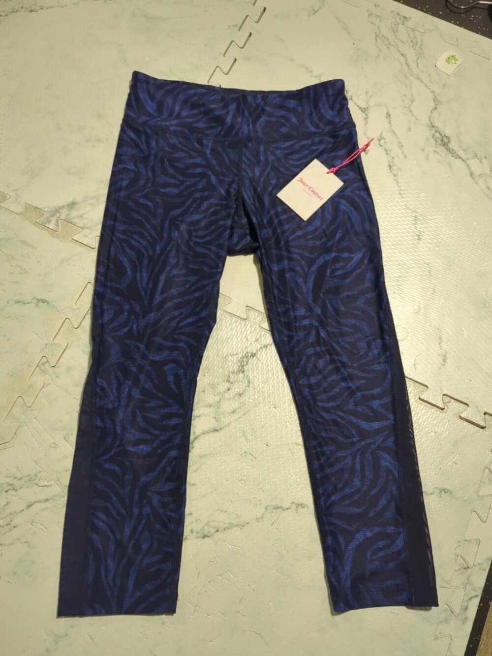 Juicy Couture Sport Leggings Women's Essential Crop Size Small Navy Mid Rise NEW
